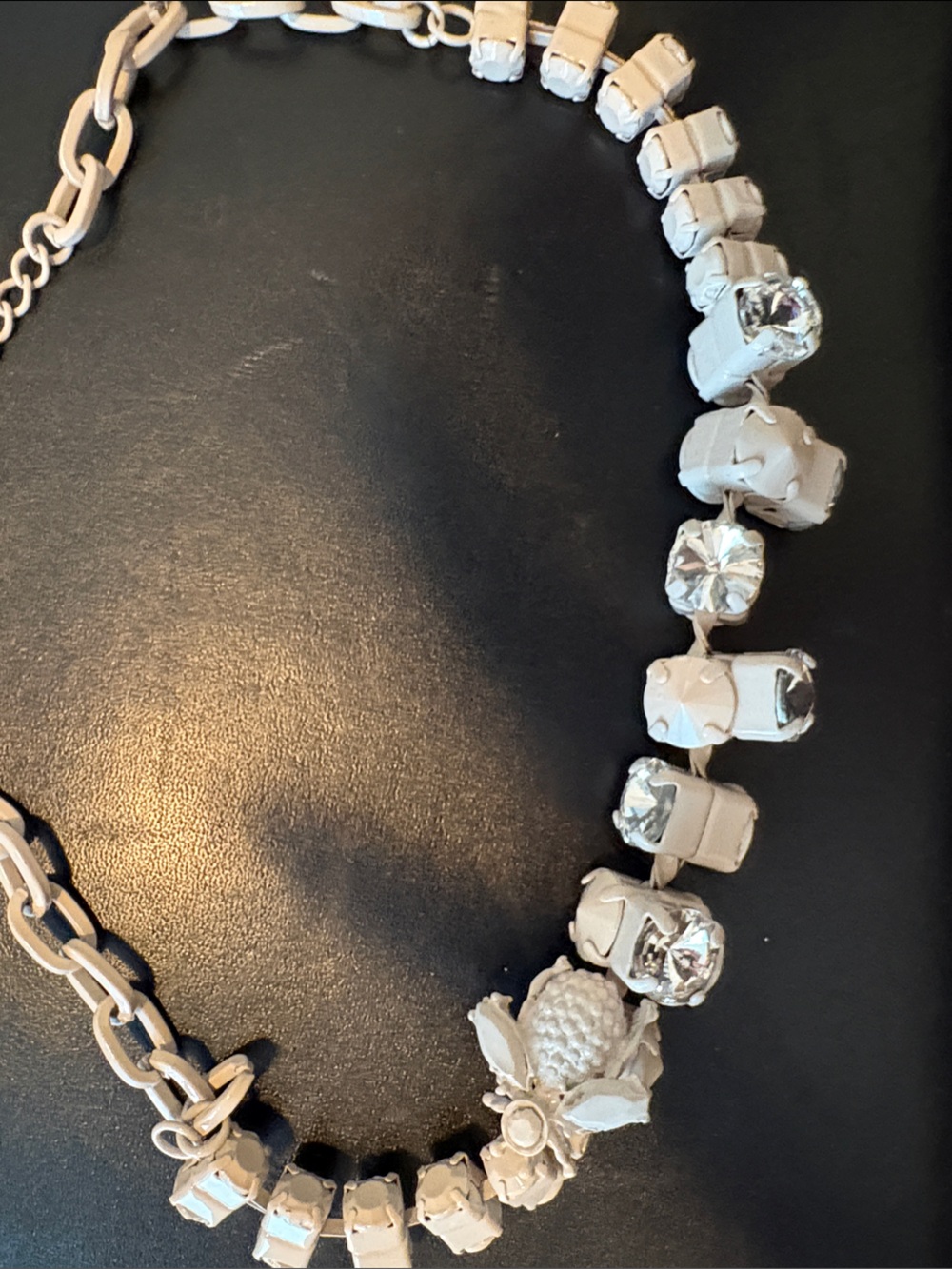 White Crystal Statement Necklace - 20 inches